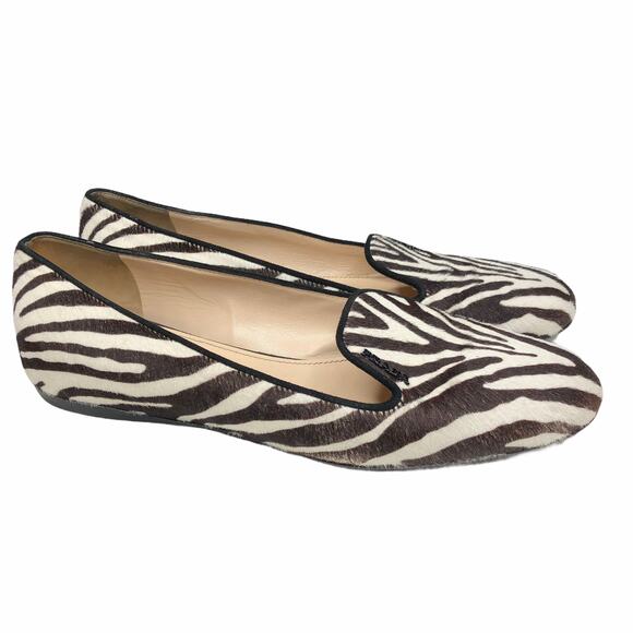 Prada Zebra Print Calf Hair Loafers - Picture 1 of 6